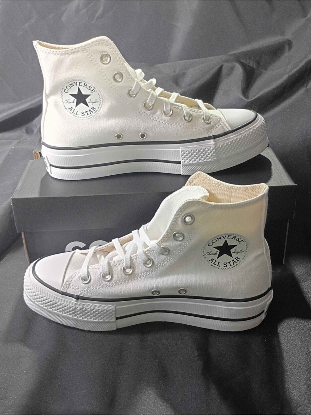 Converse White High Top Platform Sneakers